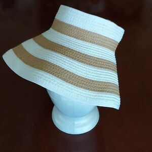 West Loop Women's Visor Open Hat Sun Protector White Tan Adjustable Foldable New